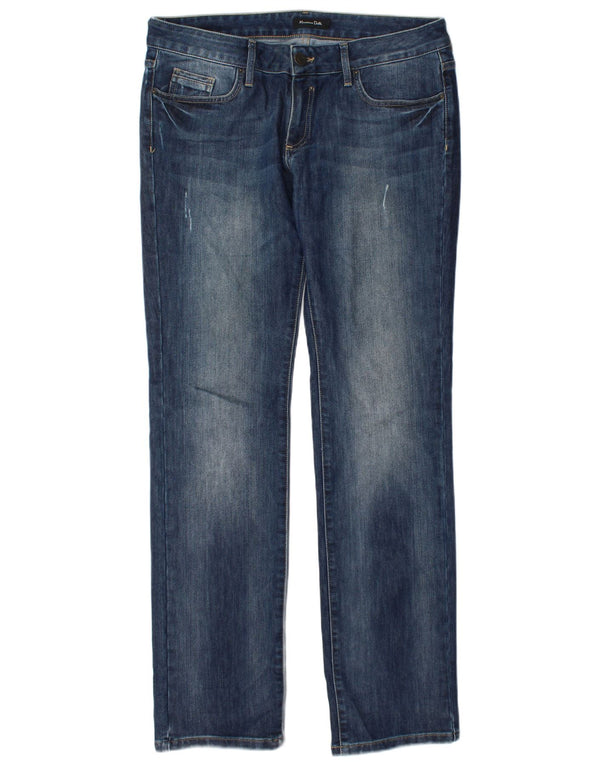 Massimo Dutti Damen Straight Jeans EU 42 Large W32 L34 Marineblau