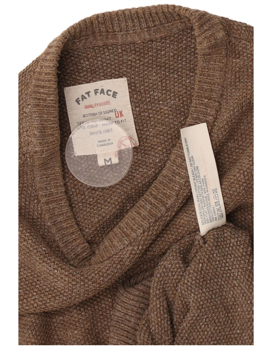 Fat Face Herren-Pullover mit Rundhalsausschnitt, mittelbraune Baumwolle