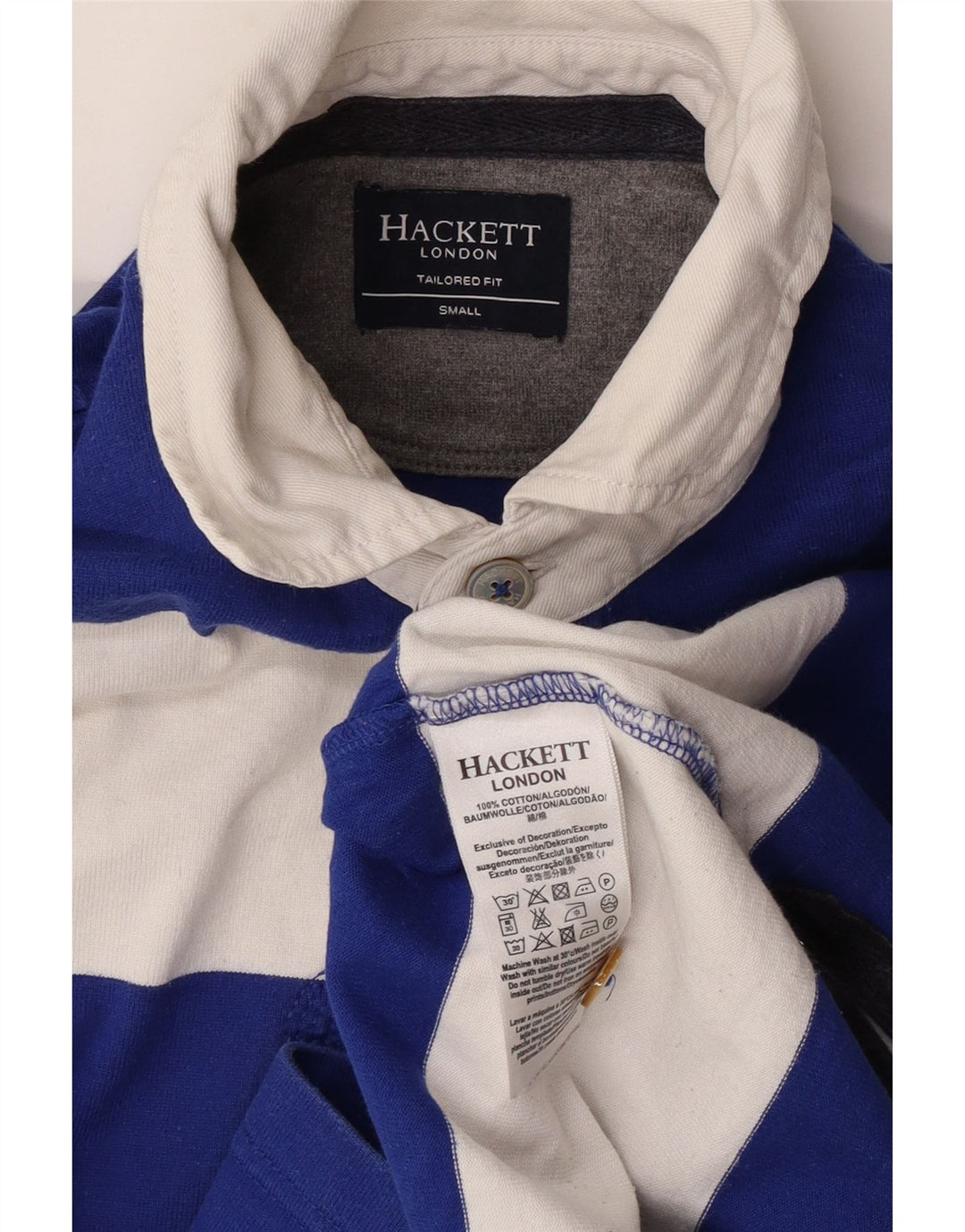 Hackett Tailored Fit Graphic Rugby-Poloshirt für Herren, klein, blau gestreift