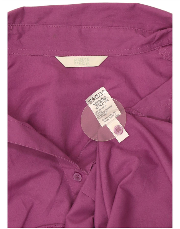 Marks & Spencer Damen-Hemd mit 3/4-Ärmeln, UK 18, XL, Lila, Polyester