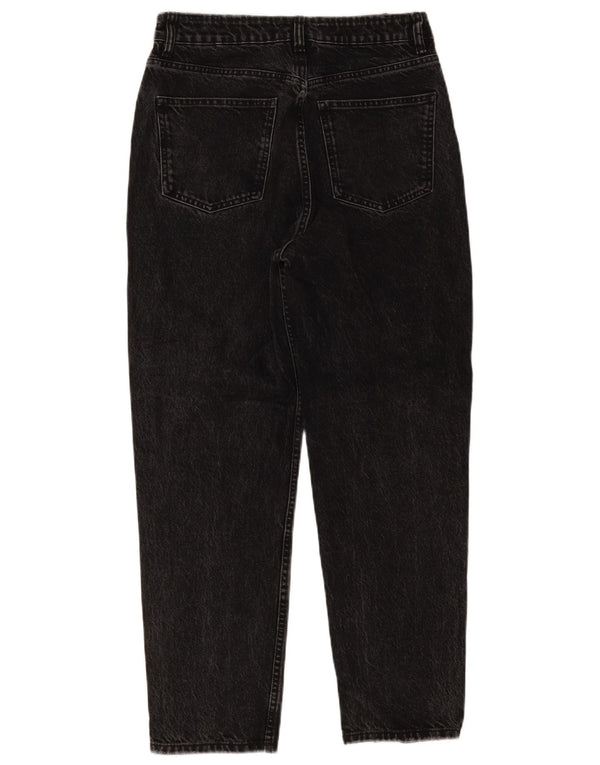 Zara Damen High Rise Tapered Jeans EU 40 Medium W30 L27 Schwarz meliert