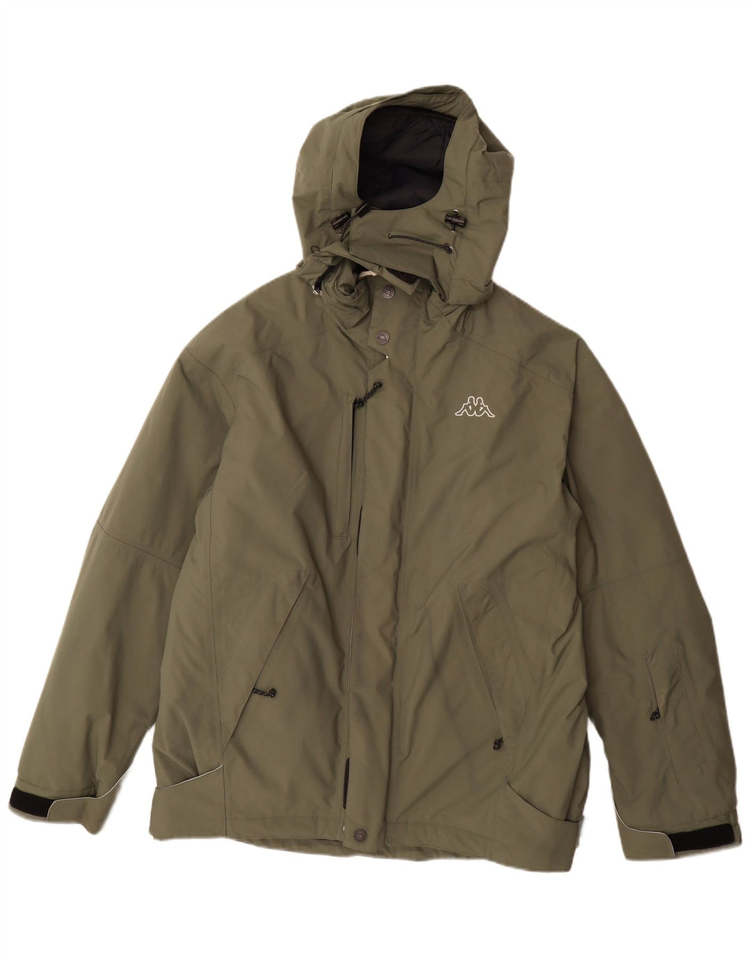 KAPPA Mens Hooded Windbreaker Jacket UK 42 XL Khaki Polyamide
