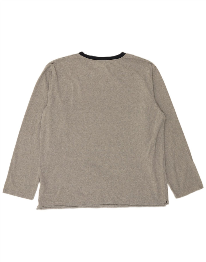 The White Company Herren-Oberteil, langärmelig, groß, graues Farbblock-Polyester