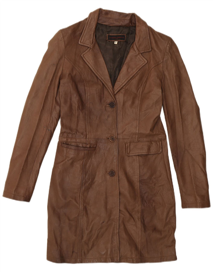 Sandro Ferrone Damen Ledermantel UK 12 Mittelbraunes Leder