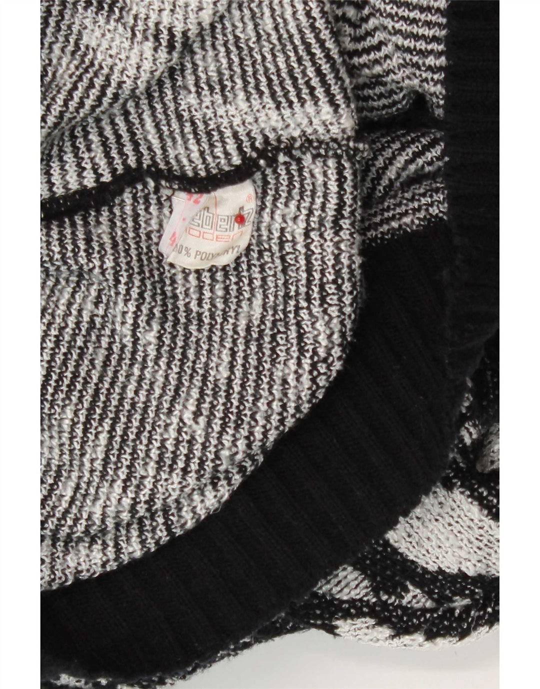 Vintage Damen Cardigan Pullover IT 42 Medium Schwarz Geometrisch Polyacryl