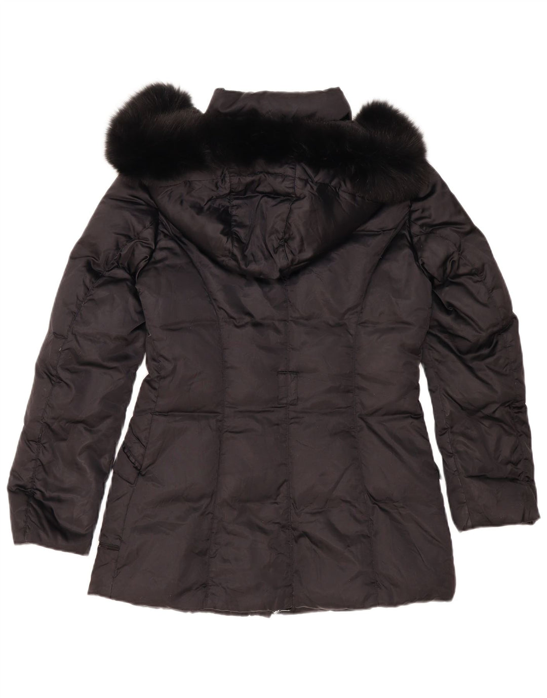 Trussardi Wattierter Damenmantel mit Kapuze IT 42 Mittelschwarzes Polyester