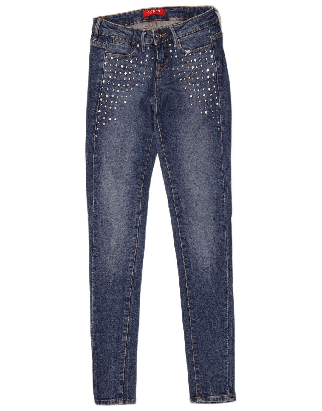 GUESS Damen Skinny Jeans W25 L33 Blaue Baumwolle