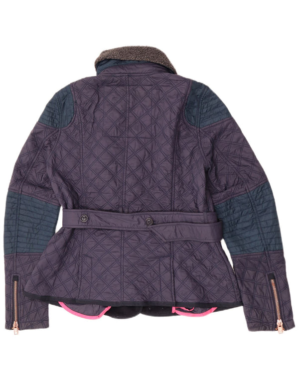 Superdry Damen Steppjacke UK 14 Medium Marineblau Colourblock Nylon