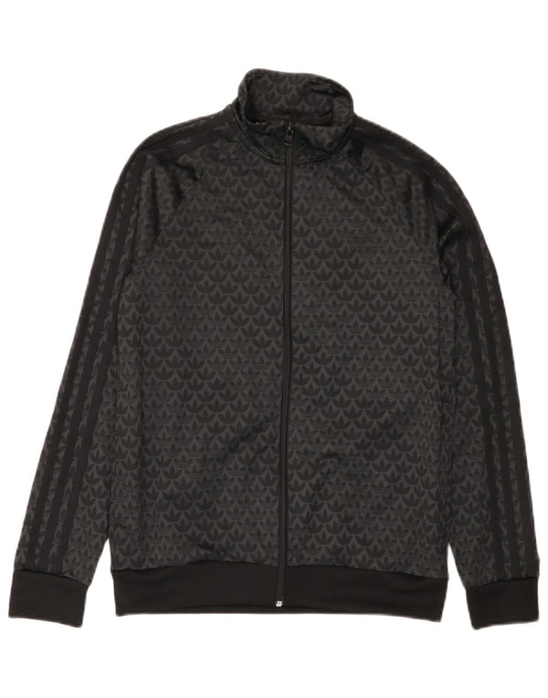 Adidas Jungen Grafik-Trainingsanzug-Top-Jacke, 12–13 Jahre, schwarzes Polyester