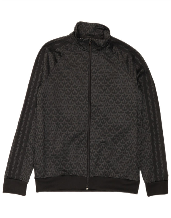 Adidas Jungen Grafik-Trainingsanzug-Top-Jacke, 12–13 Jahre, schwarzes Polyester