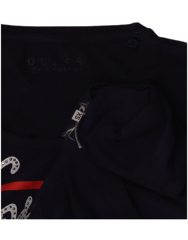 Guess Damen Graphic Top Langarm UK 4 XS Marineblau