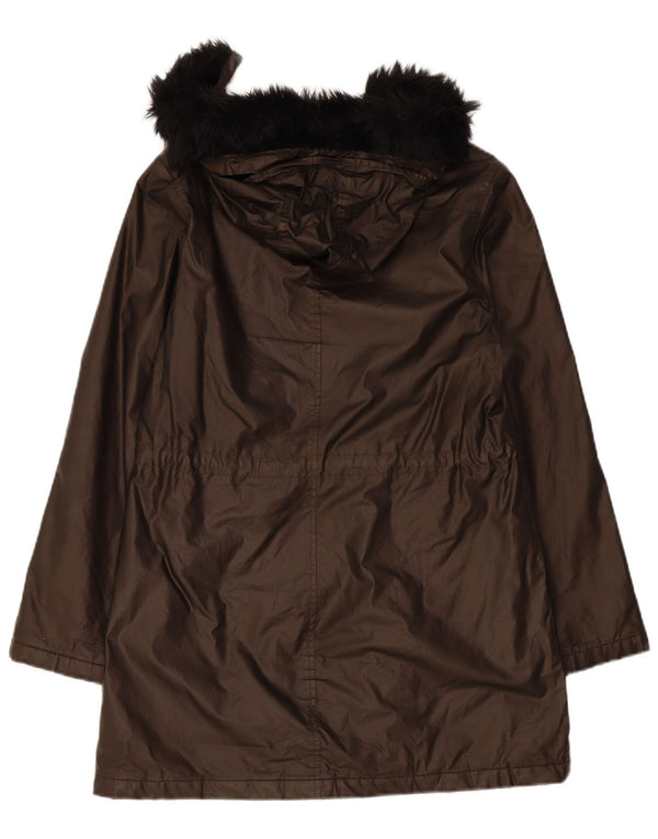Marks & Spencer Damen-Parka mit Kapuze, UK 10, Größe S, Braun, Polyamid