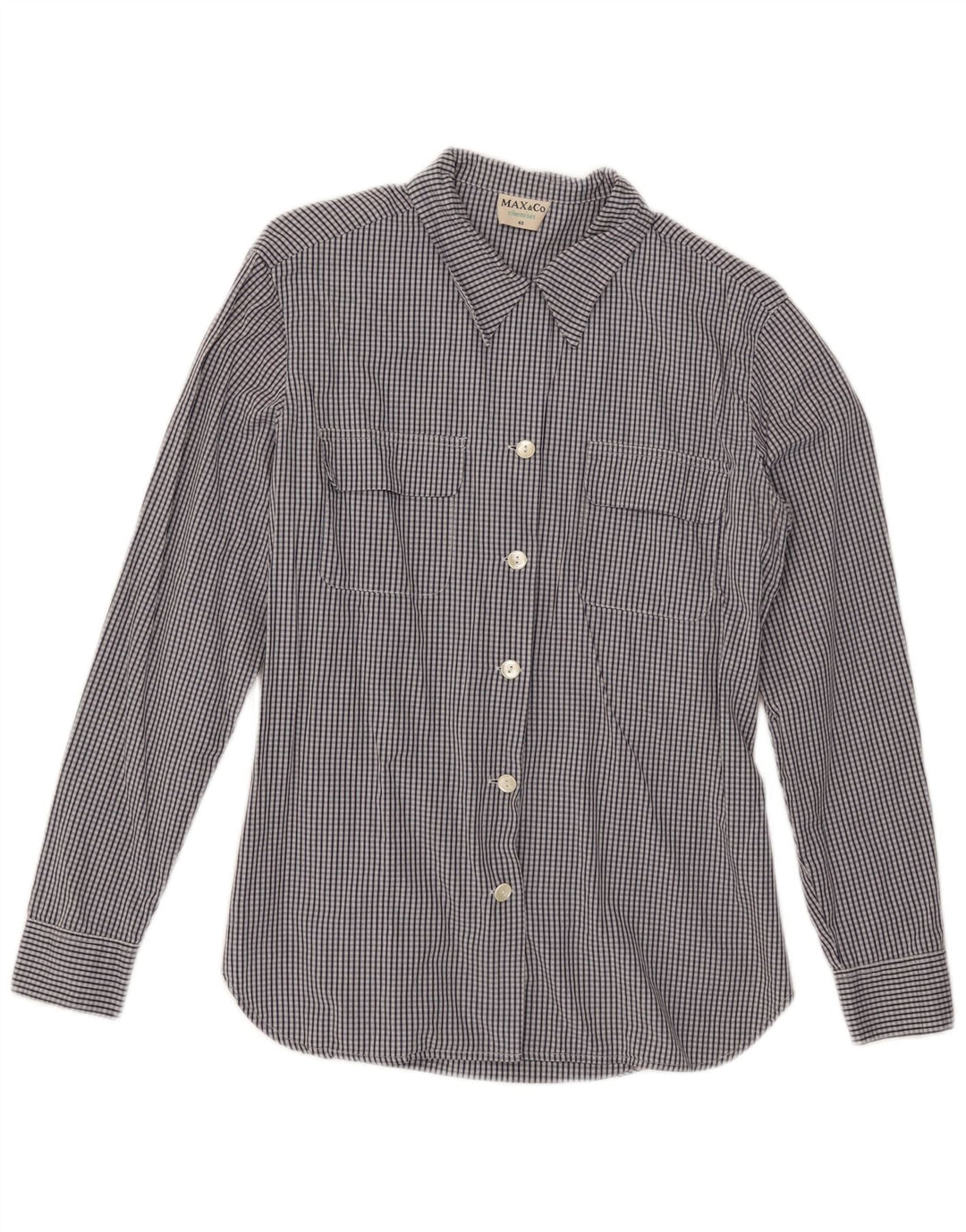 Max & Co. Damen-Hemd IT 46, groß, marineblau, kariert, Baumwolle
