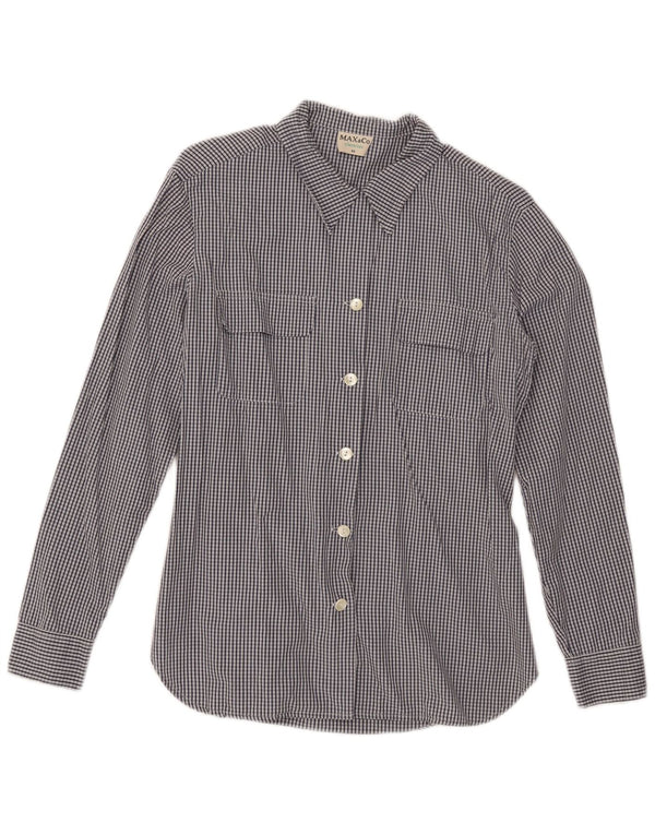 Max & Co. Damen-Hemd IT 46, groß, marineblau, kariert, Baumwolle
