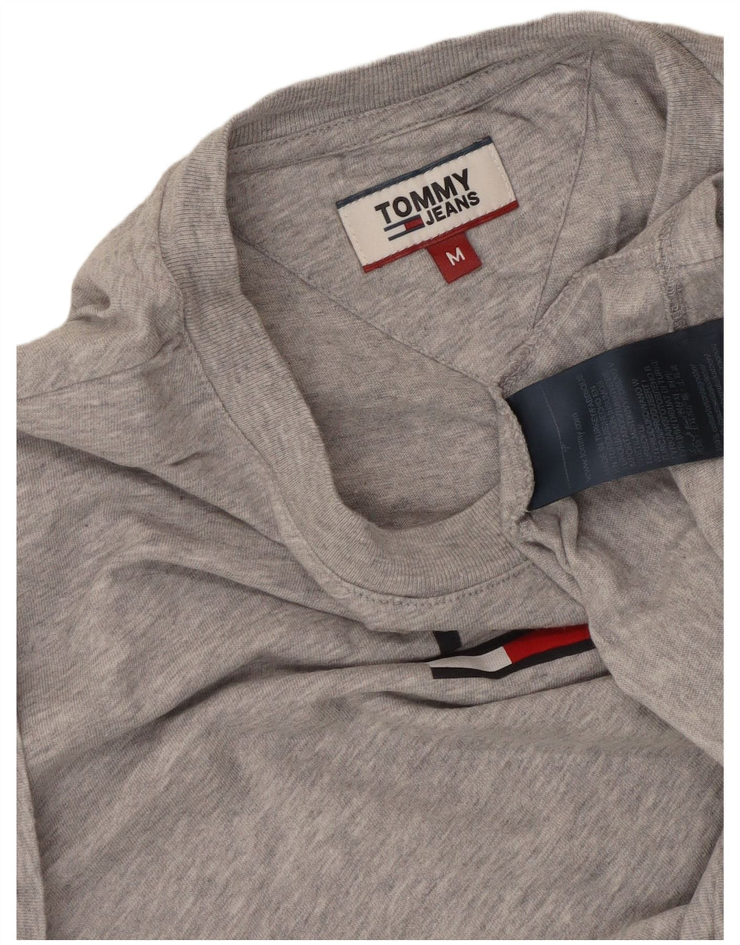 TOMMY HILFIGER Grafik-T-Shirt-Oberteil für Damen, UK 14, mittelgrau gefleckte Baumwolle