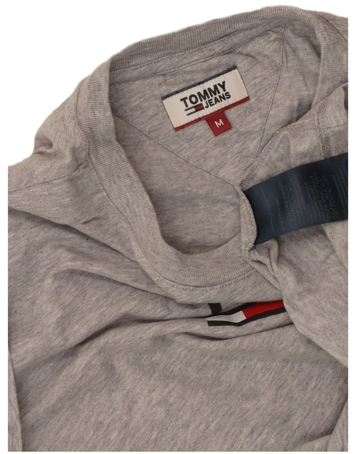 TOMMY HILFIGER Grafik-T-Shirt-Oberteil für Damen, UK 14, mittelgrau gefleckte Baumwolle