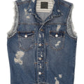 Zara Herren Distressed Denim Gilet UK 36 Small Blaue Baumwolle