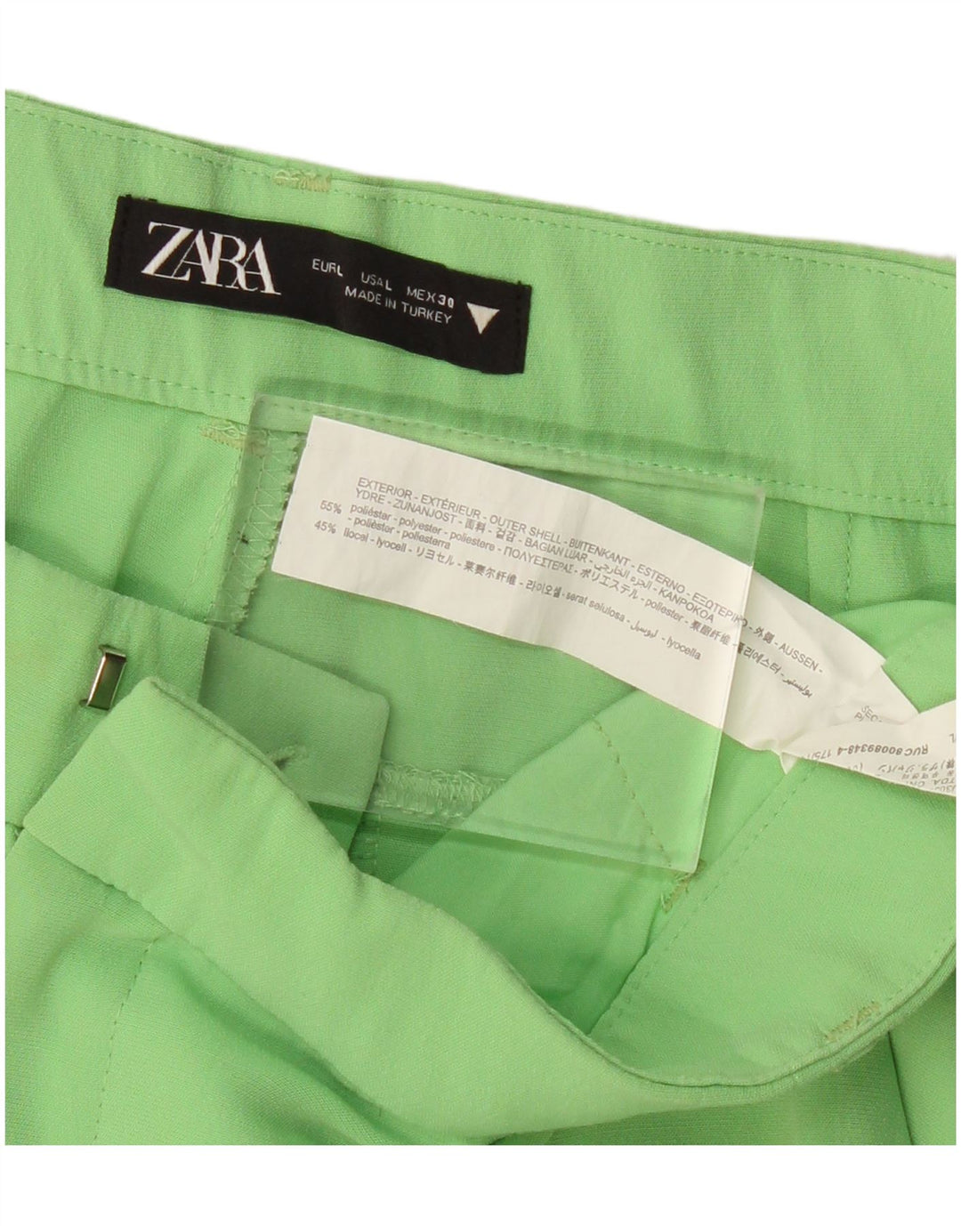 Gerade Chino-Hose für Damen von Zara, Größe L, W34, L33, Grün, Polyester