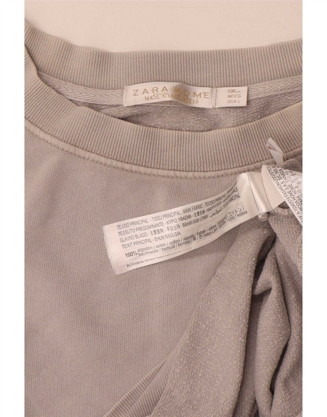 Übergroßer Sweatshirt-Pullover für Damen von Zara, Größe 40, Größe L, Grau, Baumwolle