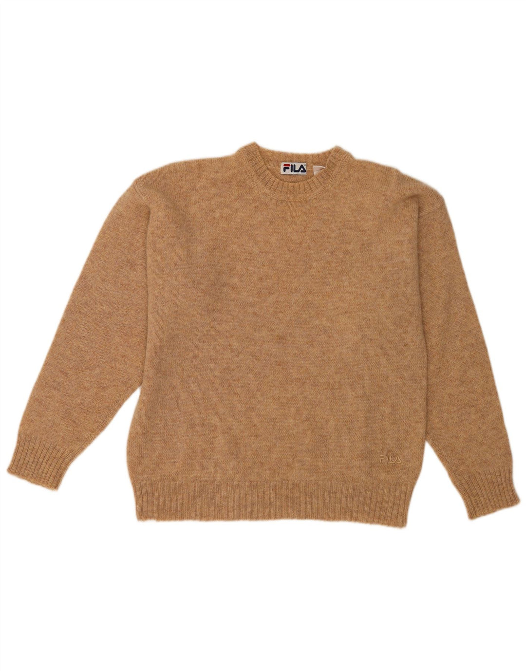 Fila Herren-Pullover mit Rundhalsausschnitt, IT 50, mittelbraun gefleckte Wolle