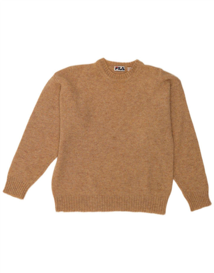 Fila Herren-Pullover mit Rundhalsausschnitt, IT 50, mittelbraun gefleckte Wolle