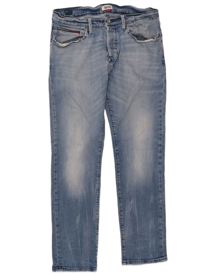 Tommy Hilfiger Herren Slim Jeans W34 L32 Blaue Baumwolle