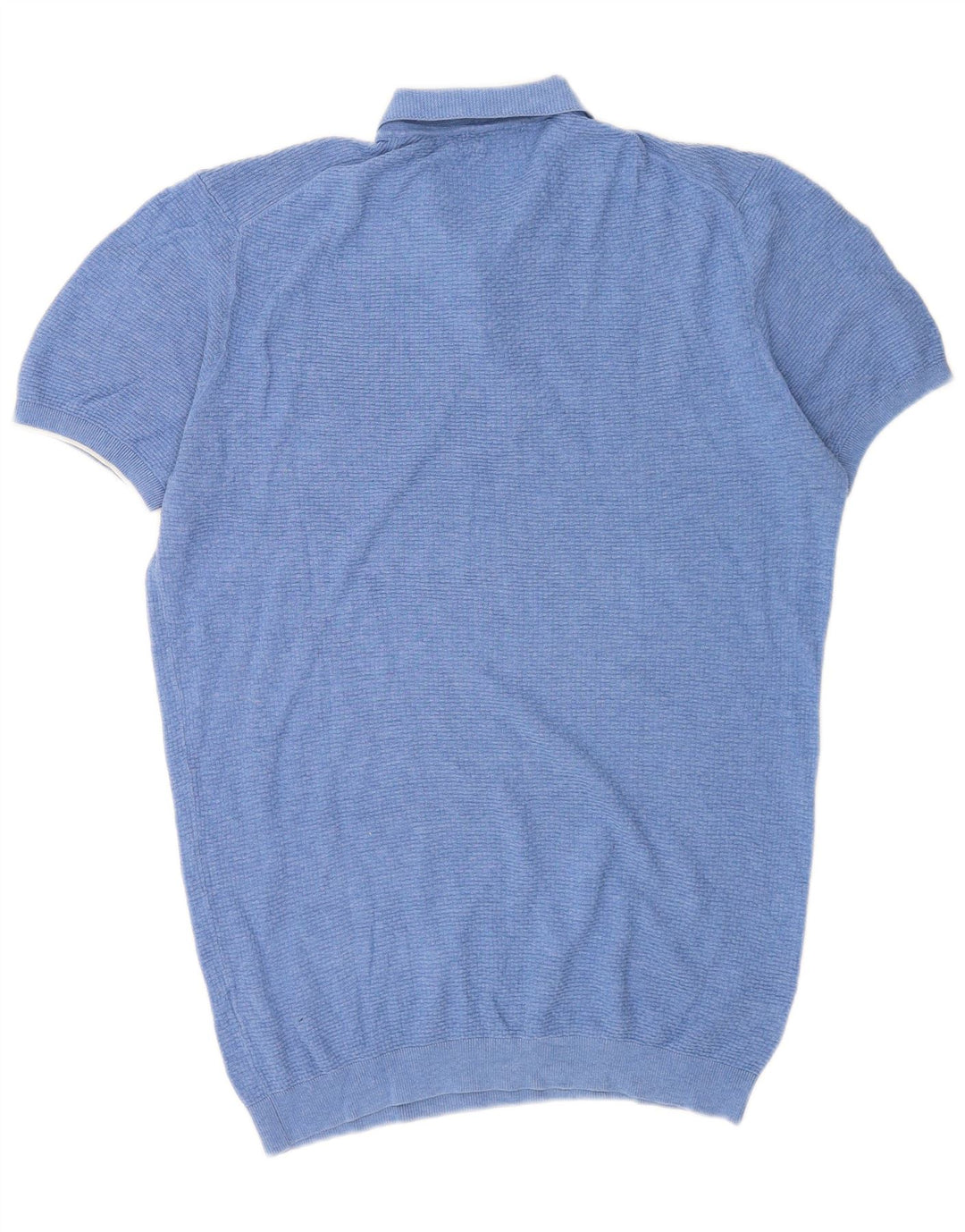 Massimo Dutti Herren-Pullover mit Polokragen, kurzärmelig, Größe L, Blau
