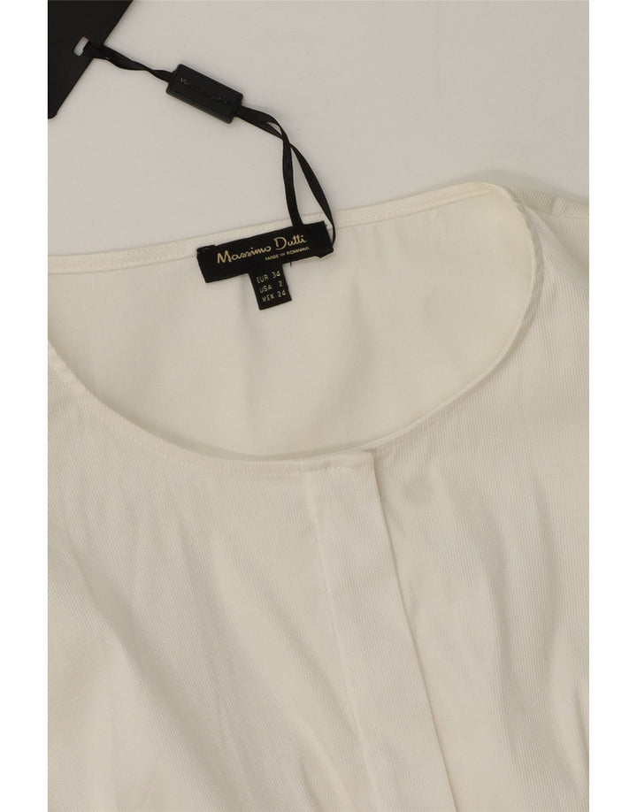 Massimo Dutti Damen Hemd EU 34 2XS Weiße Baumwolle