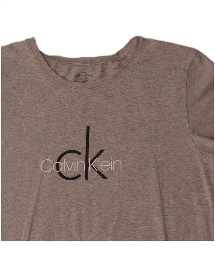 CALVIN KLEIN Damen Grafik T-Shirt Top UK 18 XL Grau