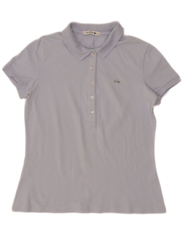 Lacoste Damen-Poloshirt, Größe 40, mittelblaue Baumwolle
