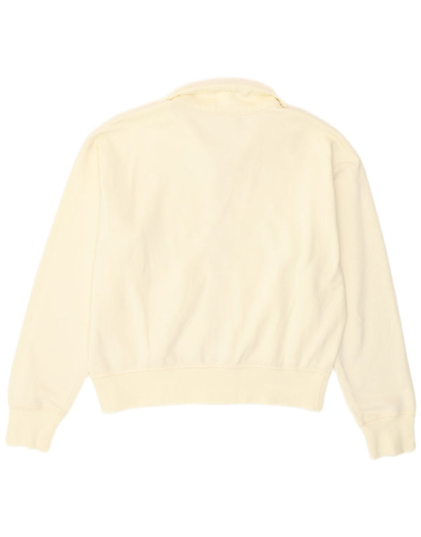 Champion Womens Crop Loose Fit Trainingsanzug Top Jacke UK 14 Medium Off White