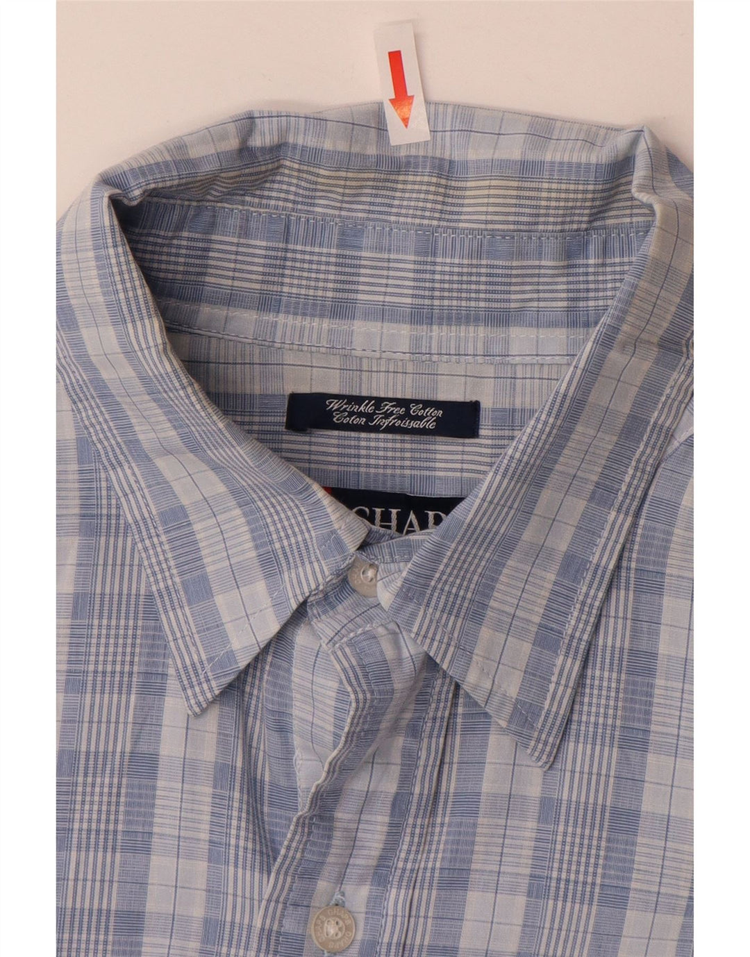 Chaps Herrenhemd aus mittelblau karierter Baumwolle