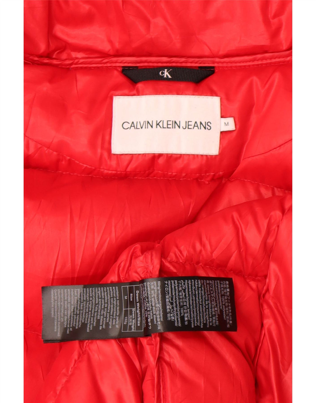 Calvin Klein Jeans Damen Kapuzenjacke, wattiert, UK 14, Mittelrot, Polyester