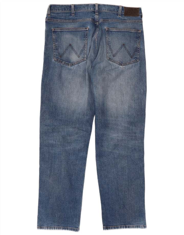 WRANGLER Herren Distressed Straight Jeans W34 L30 Blaue Baumwolle
