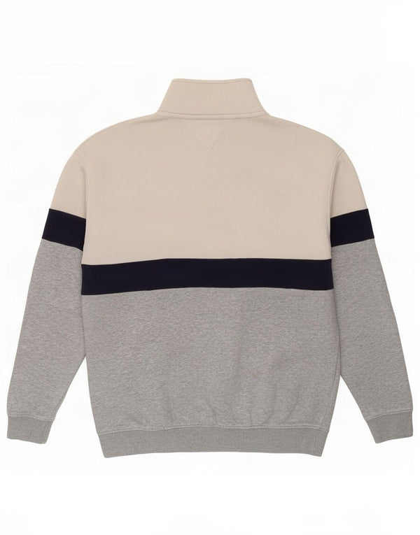 Tommy Hilfiger Mens Relaxed Fit Sweatshirt Jumper Medium White Colourblock