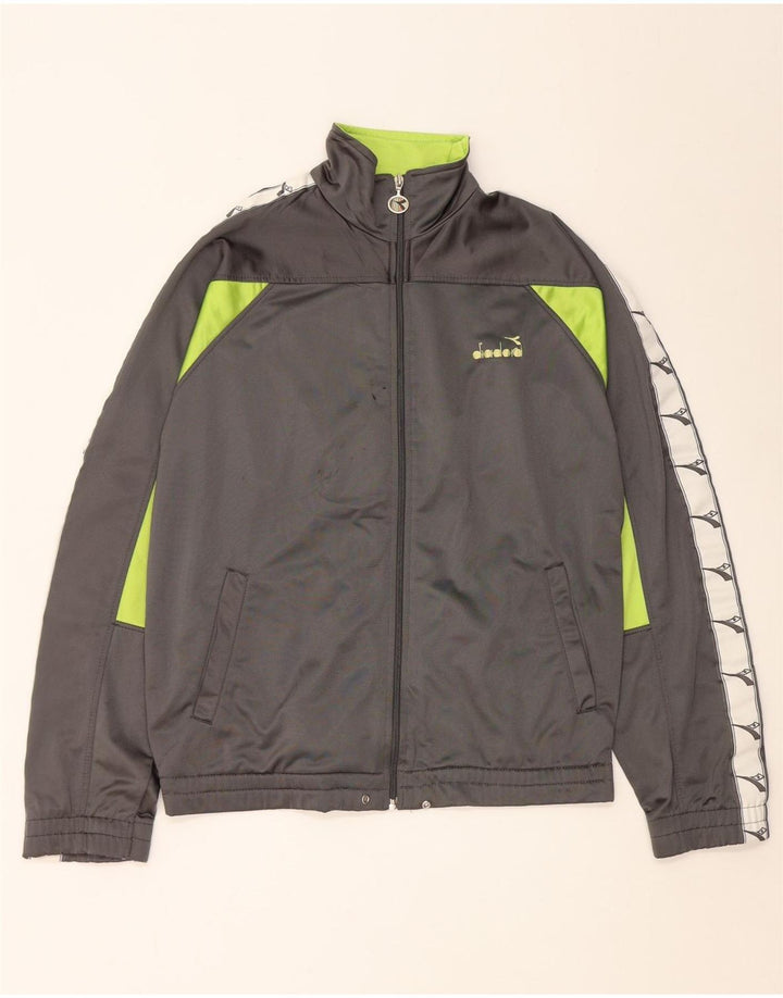 Diadora Herren-Trainingsanzugoberteil mit Grafik, UK 40, mittelgrau, Farbblock