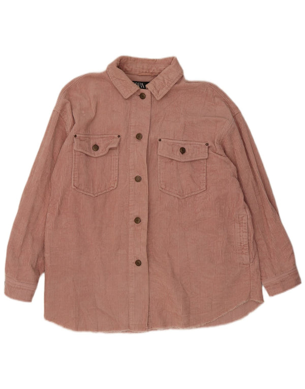 Zara Damen Übergroßes Cordhemd UK 10 Small Pink