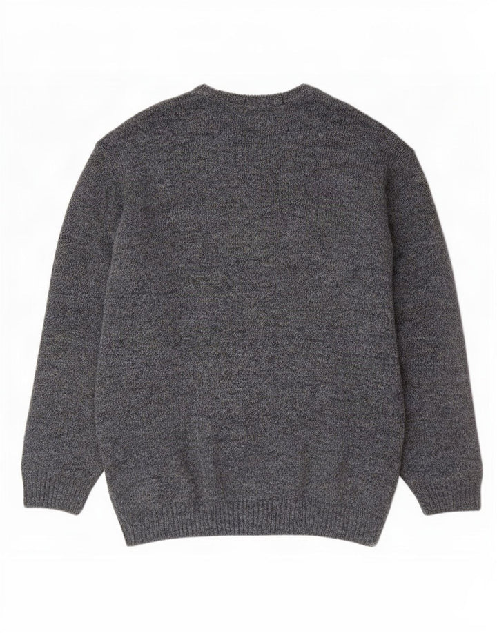 St. Bernard Herren-Pullover mit V-Ausschnitt, großes blaues geometrisches Acryl