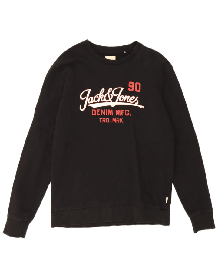 Jack & Jones Herren-Sweatshirt mit Grafik, groß, aus schwarzer Baumwolle