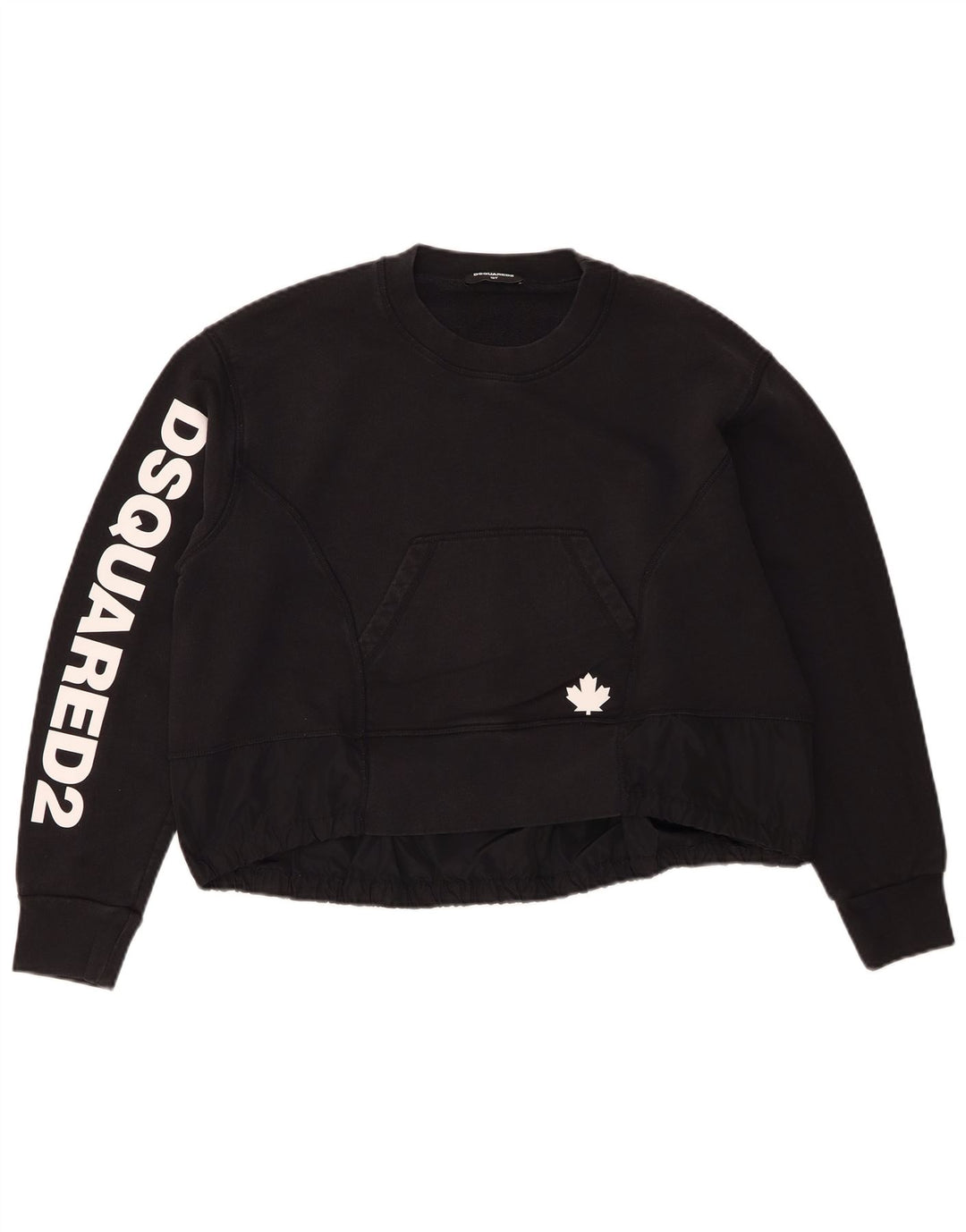 Dsquared2 Mädchen-Pullover mit übergroßem Grafik-Crop-Sweatshirt, 15–16 Jahre, Schwarz