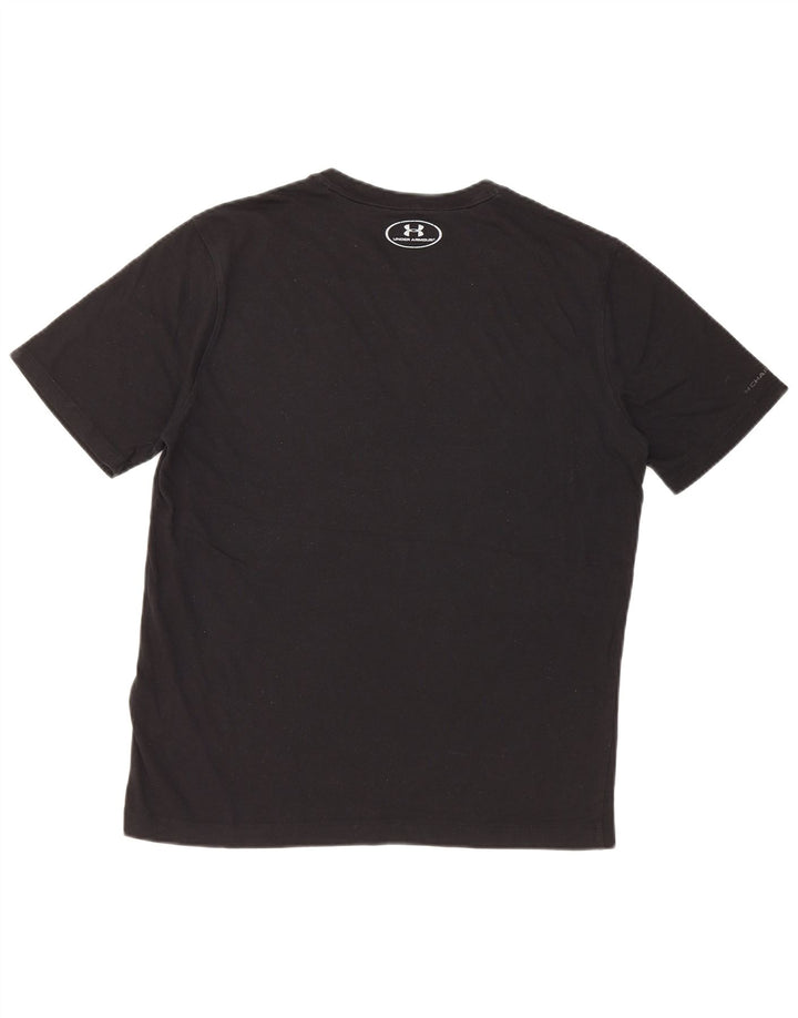 Under Armour Herren Heat Gear T-Shirt Top aus mittelschwarzer Baumwolle
