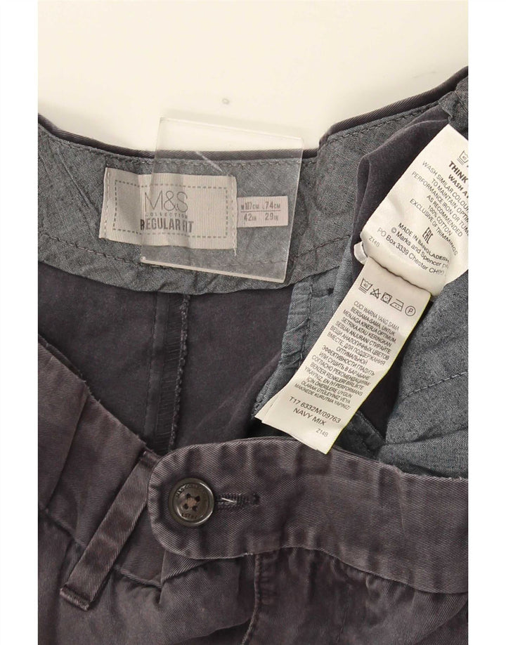 Gerade Herren-Anzughose von Marks & Spencer, W42, L29, graue Baumwolle
