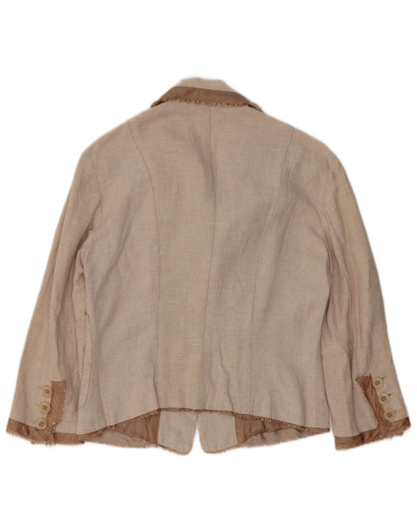 Pinko Damen-Blazerjacke mit 3 Knöpfen, Größe S, Beige, Baumwolle
