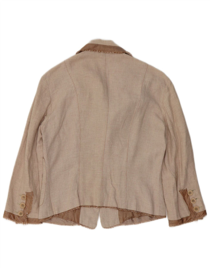 Pinko Damen-Blazerjacke mit 3 Knöpfen, Größe S, Beige, Baumwolle