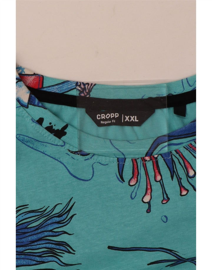 Cropp Herren-T-Shirt mit normaler Passform und Grafik, 2XL, Türkis