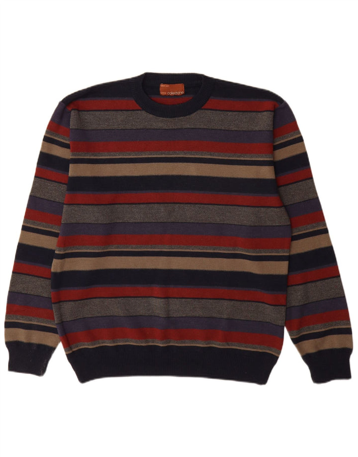 Marks & Spencer Herren-Pullover mit Rundhalsausschnitt, mittelgroß, mehrfarbig gestreift