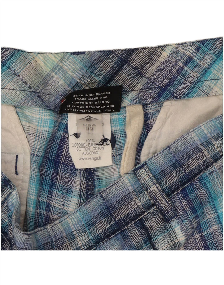 Bear Herren Cargoshorts W32 mittelblau karierte Baumwolle