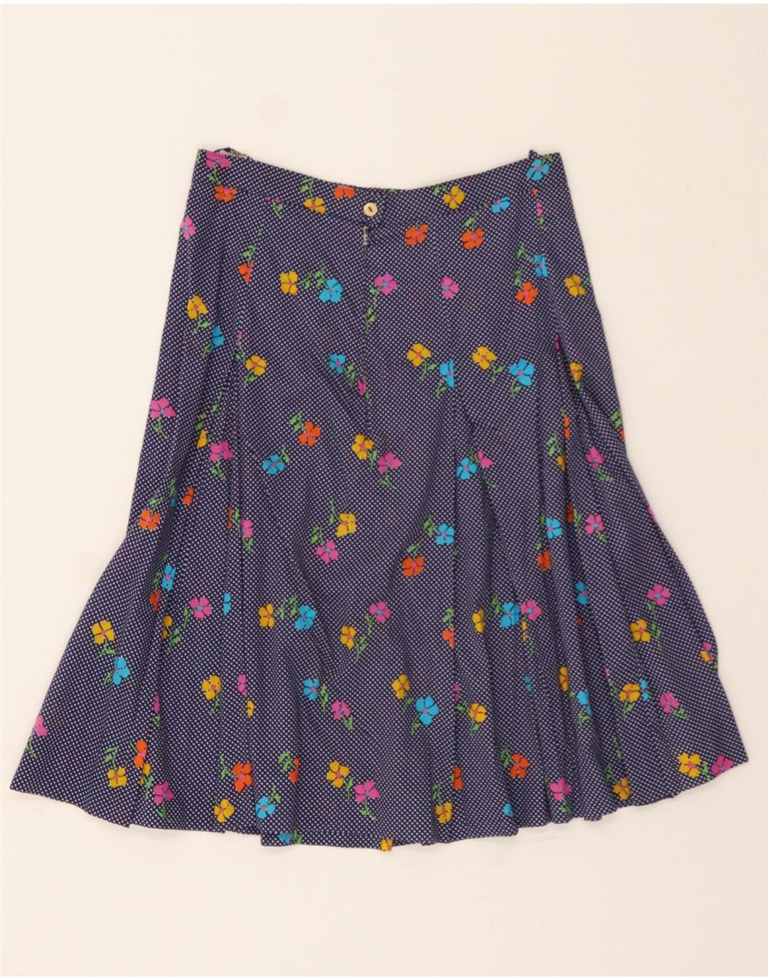 VINTAGE Womens A-Line Skirt W30 Medium Navy Blue Floral Vintage Vintage and Second-Hand Vintage from Messina Hembry 