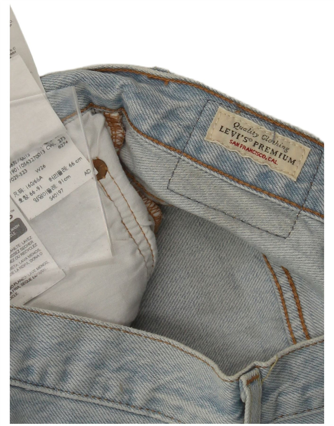 LEVI'S Damen 501 High Rise Denim Shorts W26 Small Blaue Baumwolle