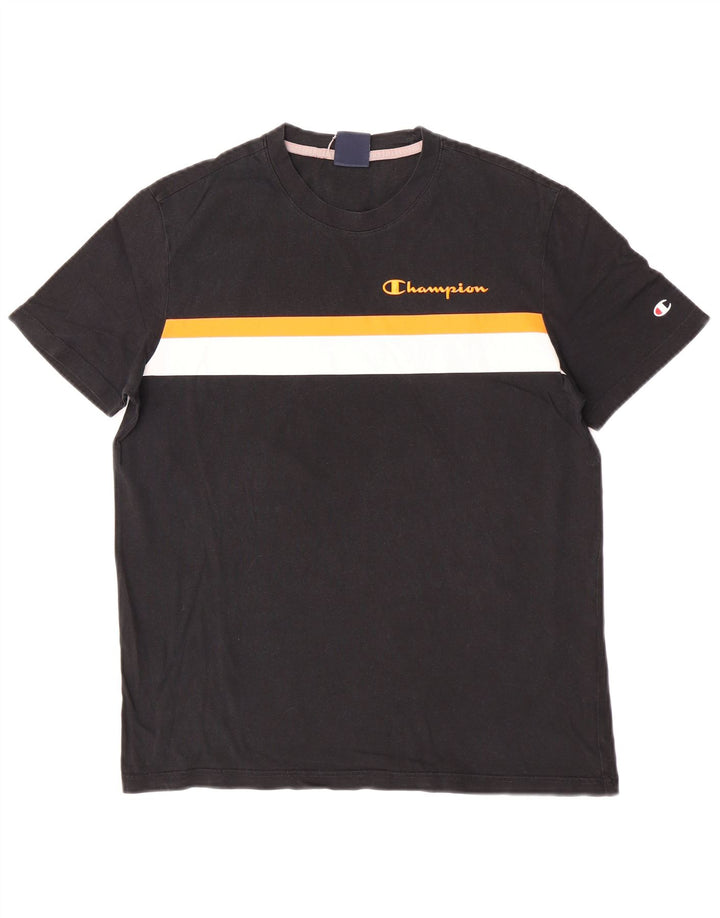 Champion Herren T-Shirt Top Small Schwarz Colourblock Baumwolle